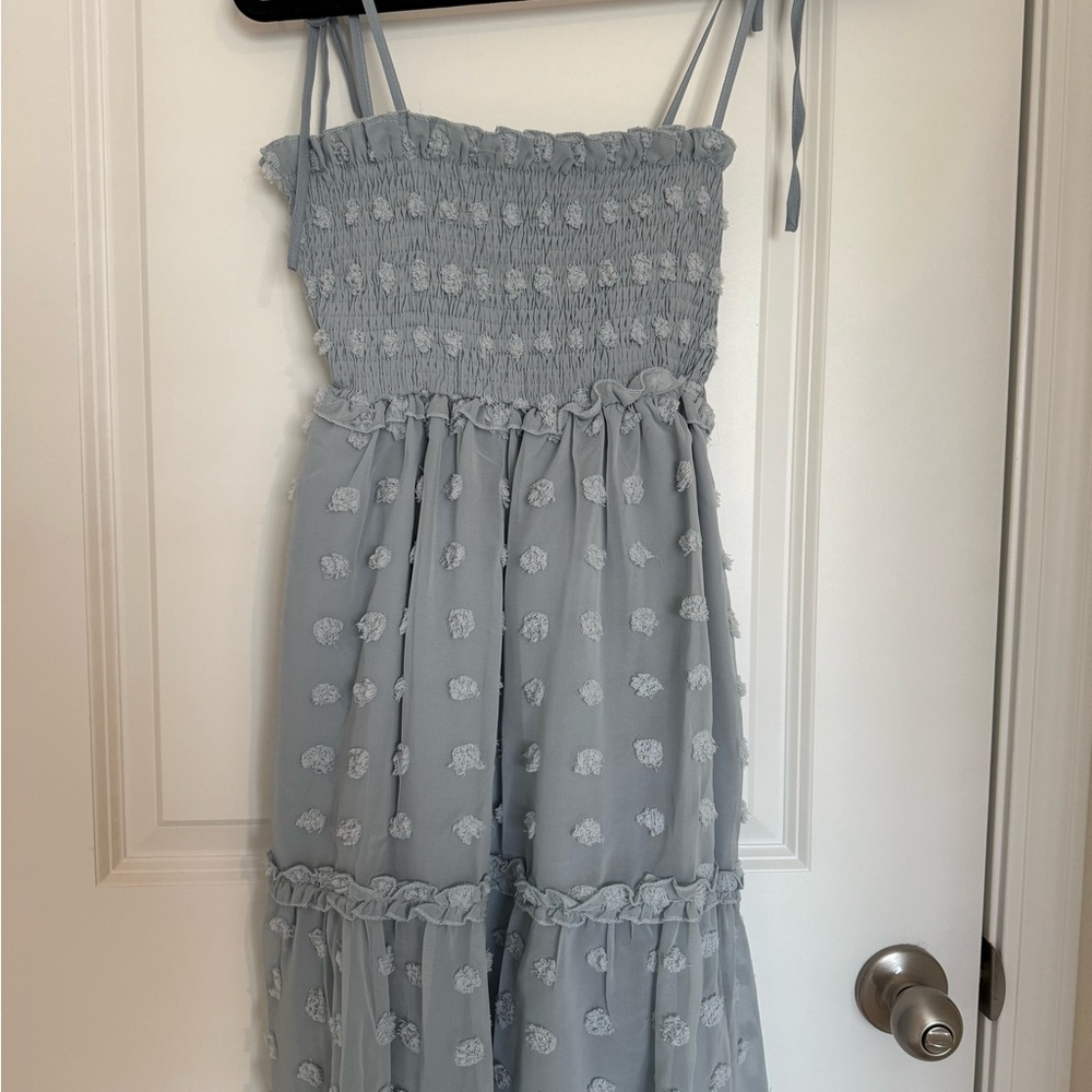 SHEIN Gray Smocked Tiered Sundress